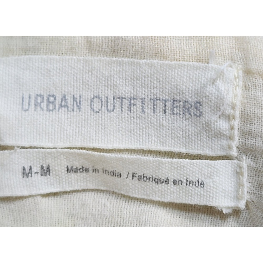 Urban Outfitters Orange Citrus Print Smocked Crop Top Puff Sleeve Linen Blend M - Picture 7 of 11